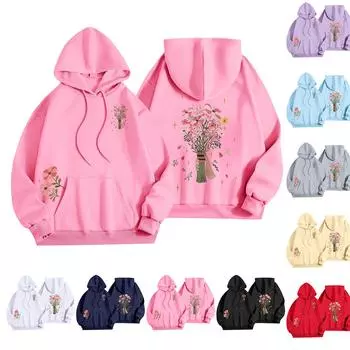 Женская мода, женский легкий пуловер с длинными рукавами и карманами, толстовка с капюшоном в стиле консервативного стиля L темно-фиолетового