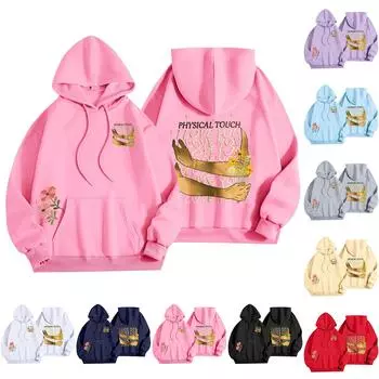 Женская мода, женский легкий пуловер с длинными рукавами и карманами, толстовка с капюшоном в стиле консервативного стиля L