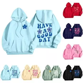 Женская мода, женский легкий пуловер с длинными рукавами и карманами, толстовка с капюшоном в стиле консервативного стиля L