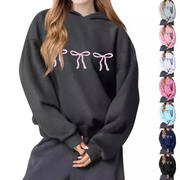 Женская мода, женский легкий пуловер с длинными рукавами и карманами, толстовка с капюшоном в стиле консервативного стиля M розовый