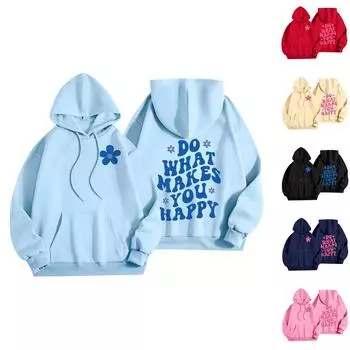 Женская мода, женский легкий пуловер с длинными рукавами и карманами, толстовка с капюшоном в стиле консервативного стиля XL тёмно-синий