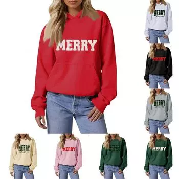 Женская мода, женский легкий пуловер с длинными рукавами и карманами, толстовка с капюшоном в стиле консервативного стиля XL красный