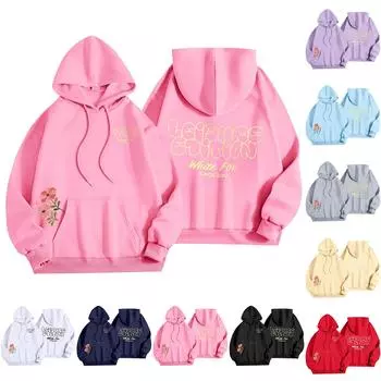 Женская мода, женский легкий пуловер с длинными рукавами и карманами, толстовка с капюшоном в стиле консервативного стиля L темно-фиолетового