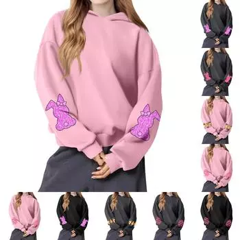 Женская мода, женский легкий пуловер с длинными рукавами и карманами, толстовка с капюшоном в стиле консервативного стиля S розовый