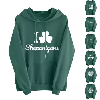 Женская мода, женский легкий пуловер с длинными рукавами и карманами, толстовка с капюшоном в стиле консервативного стиля XXXL зелёный