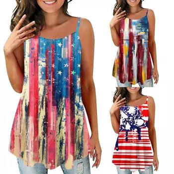Женская мода, жилет без рукавов с принтом, блузка с круглым вырезом, подтяжки, топы XXL хаки