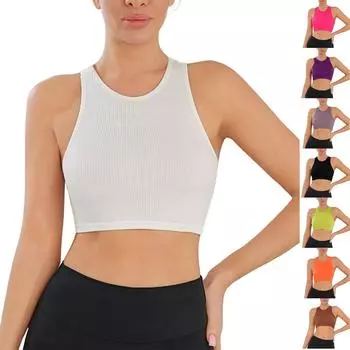 Женская мода жилет для йоги из ниток бесшовный трикотажный бег спортивный облегающий жилет для фитнеса йога топ M чёрный