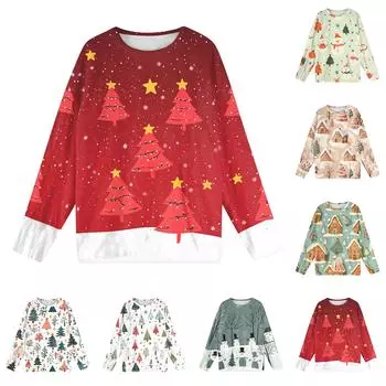 Женская мода зимние принтованные длинные рукава женские пижамы топы L зелёный