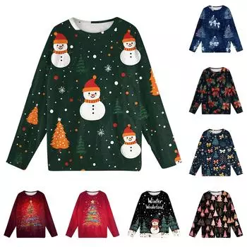 Женская мода зимние принтованные длинные рукава женские пижамы топы S синий