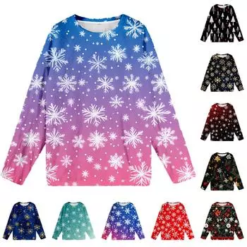 Женская мода зимние принтованные длинные рукава женские пижамы топы M фиолетовый