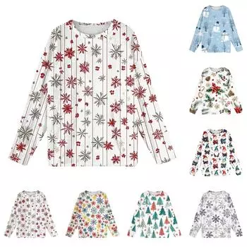 Женская мода зимние принтованные длинные рукава женские пижамы топы L зелёный