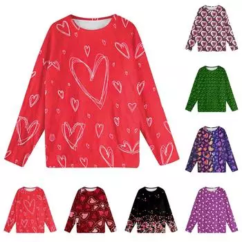 Женская мода зимние принтованные длинные рукава женские пижамы топы S чёрный