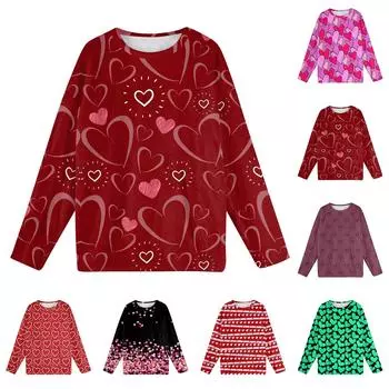 Женская мода зимние принтованные длинные рукава женские пижамы топы M