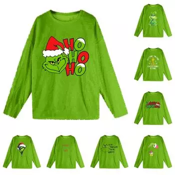 Женская мода зимние принтованные длинные рукава женские пижамы топы L армия зеленый