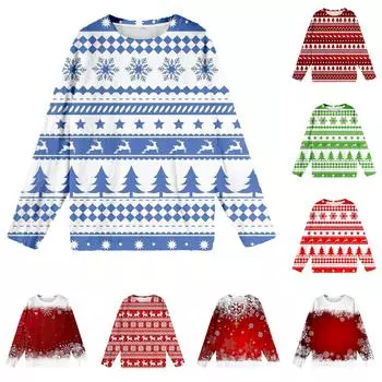 Женская мода зимние принтованные длинные рукава женские пижамы топы S красный