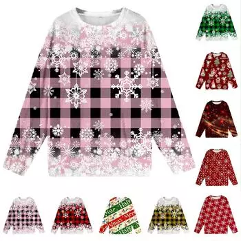 Женская мода зимние принтованные длинные рукава женские пижамы топы XXL розовый