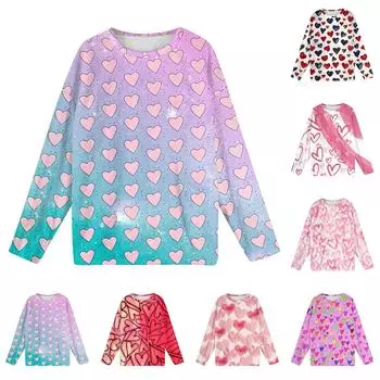 Женская мода зимние принтованные длинные рукава женские пижамы топы XXL