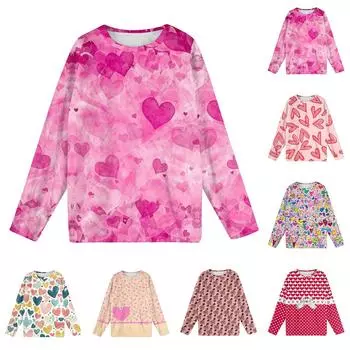 Женская мода зимние принтованные длинные рукава женские пижамы топы L