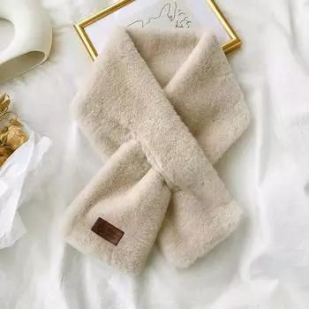 Женская мода Зимний искусственный шарф Цветная верхняя одежда Шарф Теплый One size бежевый