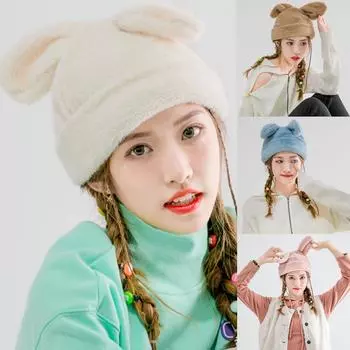 Женская мода, зимний теплый берет, милая супер милая эластичная плюшевая шапка синий