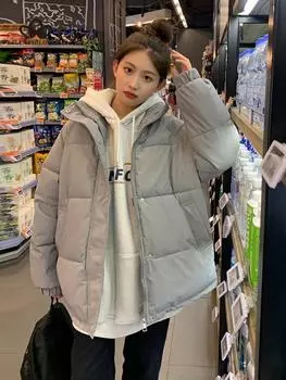 Женская мода Зимняя однотонная модная куртка с длинным рукавом Женская зимняя мода Пальто Женская одежда S чёрный