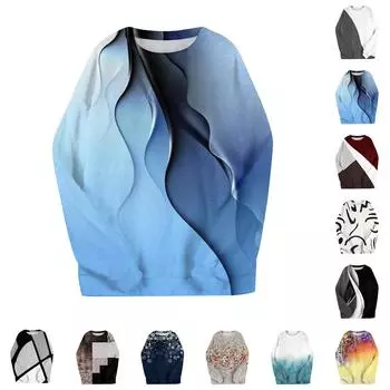 Женская мода зимняя повседневная градиентная цветная принтованная женская пижама L чёрный