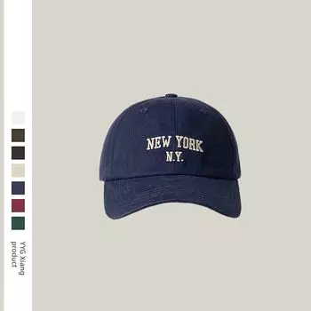 Женская модная бейсболка с вышивкой NY, мягкий верх, популярная в сети, белая, для маленького лица, темно-синяя кепка с козырьком, женская, осенне-зимняя, K-стиль Tibetan youth Adjustable