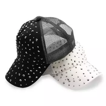 Женская модная бейсболка, женская кепка от солнца, сетчатая кепка со стразами и бриллиантами, кепки Snapback чёрный