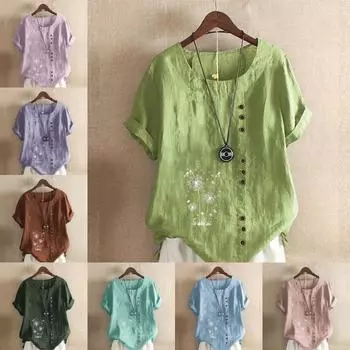 Женская модная белая футболка с коротким рукавом с принтом одуванчика, свободная хлопковая рубашка, повседневная свободная летняя блузка, топы больших размеров S розовый