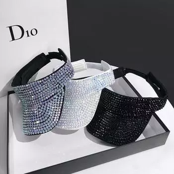 Женская модная блестящая кепка с козырьком со стразами, спортивная уличная пляжная шляпа от солнца, шляпа топлесс разноцветный