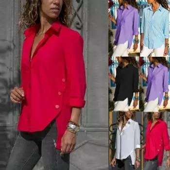 Женская модная блузка на пуговицах с длинным рукавом, женские модные футболки больших размеров, топы S белый