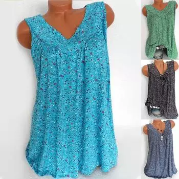 Женская модная блузка с v-образным вырезом, повседневная свободная футболка с цветочным принтом, блузка XL чёрный