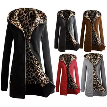 Женская модная брендовая толстовка с длинным рукавом с капюшоном внутри с леопардовым принтом повседневная куртка верхняя одежда топы S-XXXL XL чёрный
