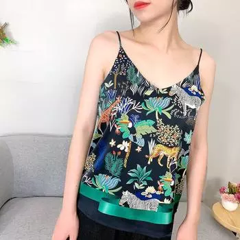 Женская модная бретелька из искусственного шелка с принтом, женская базовая слинг большого размера XXXL