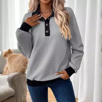 Женская модная цветная кофта-свитшот с пуговицами и лацканами L