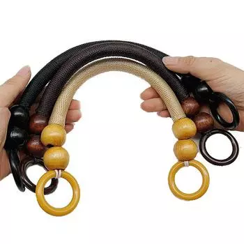Женская модная деревянная веревка с бусинами, ремень для сумки, деревянная ручка, веревка, бусины, сумка через плечо, сменная сумка, аксессуары для самостоятельной сборки чёрный