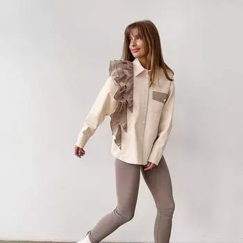 Женская модная дизайнерская нишевая рубашка с асимметричным верхом, осенне-зимняя свободная контрастная повседневная рубашка L абрикосовый