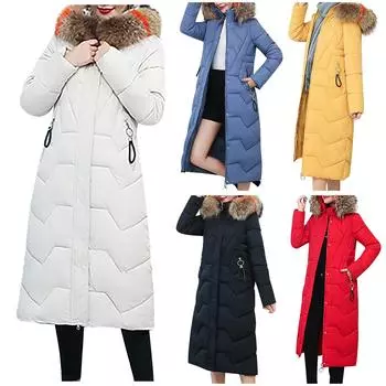 Женская модная длинная стеганая куртка с большим воротником и толстой пуховой курткой L чёрный