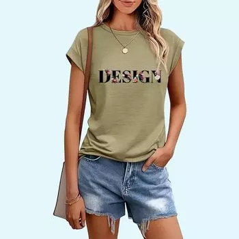Женская модная футболка с буквенным принтом, повседневная футболка с круглым воротником и коротким рукавом, весна-лето S чёрный