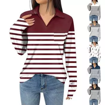 Женская модная футболка с длинным рукавом и цветочным принтом на лацканах L