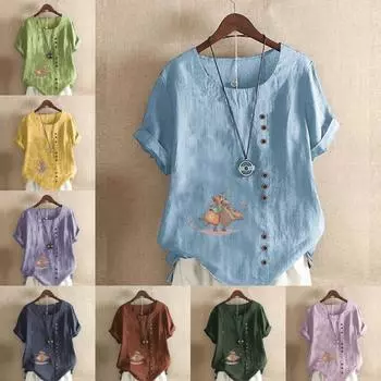 Женская модная футболка с коротким рукавом и принтом милой мыши, свободная хлопковая рубашка, повседневная свободная летняя блузка, топы больших размеров S розовый