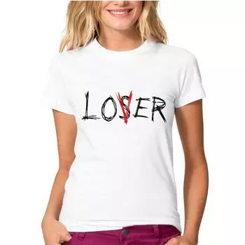 Женская модная футболка с коротким рукавом с принтом «Любитель или неудачник» Леди Фантастический дизайн Топы S белый