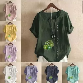 Женская модная футболка с коротким рукавом с принтом Morning Glory, свободная хлопковая рубашка, повседневная свободная летняя блузка, топы размера плюс S розовый