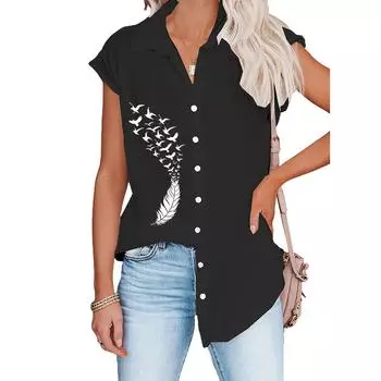 Женская модная футболка с коротким рукавом, весна-лето, повседневные блузки с принтом, тонкие рубашки-кардиганы больших размеров S белый