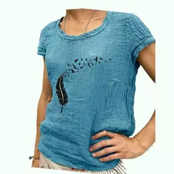 Женская модная футболка с коротким рукавом, весна-лето, хлопковая льняная футболка с круглым вырезом и принтом S розовый