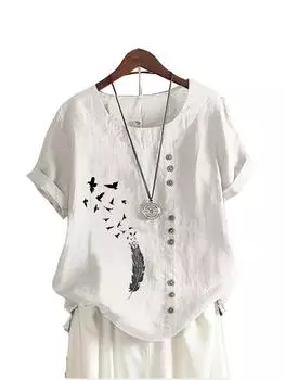 Женская модная футболка с круглым вырезом и цветочным принтом, летняя повседневная футболка с коротким рукавом, женские свободные блузки S коричневый