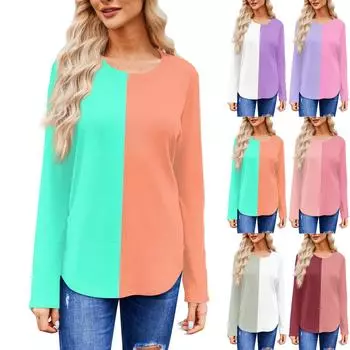 Женская модная футболка с круглым вырезом и длинным рукавом, повседневные осенние топы XL оранжевый