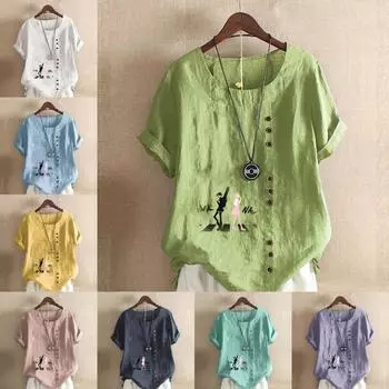 Женская модная футболка с круглым вырезом и коротким рукавом, повседневная хлопковая льняная рубашка с рисунком, свободная летняя блузка с принтом «Missing Two People», топы S розовый