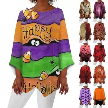 Женская модная футболка с круглым вырезом и нерегулярным подолом с рукавом девять четвертей на Хэллоуин XXXXL розовый