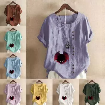 Женская модная футболка с круглым вырезом и коротким рукавом, повседневная хлопковая льняная рубашка с рисунком, летняя блузка с принтом Angry Bat, топы, большие размеры S розовый